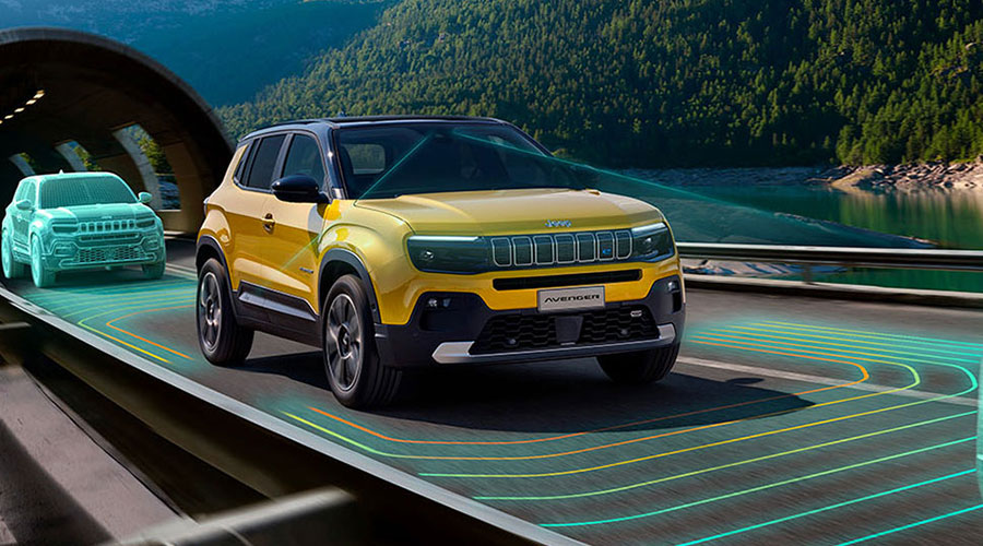 Visualisation of a Jeep Avenger safety featurs