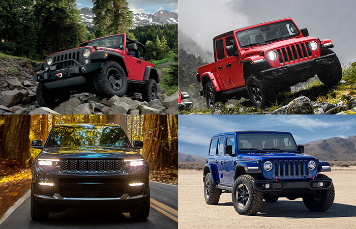 2x2 grid of Jeep models